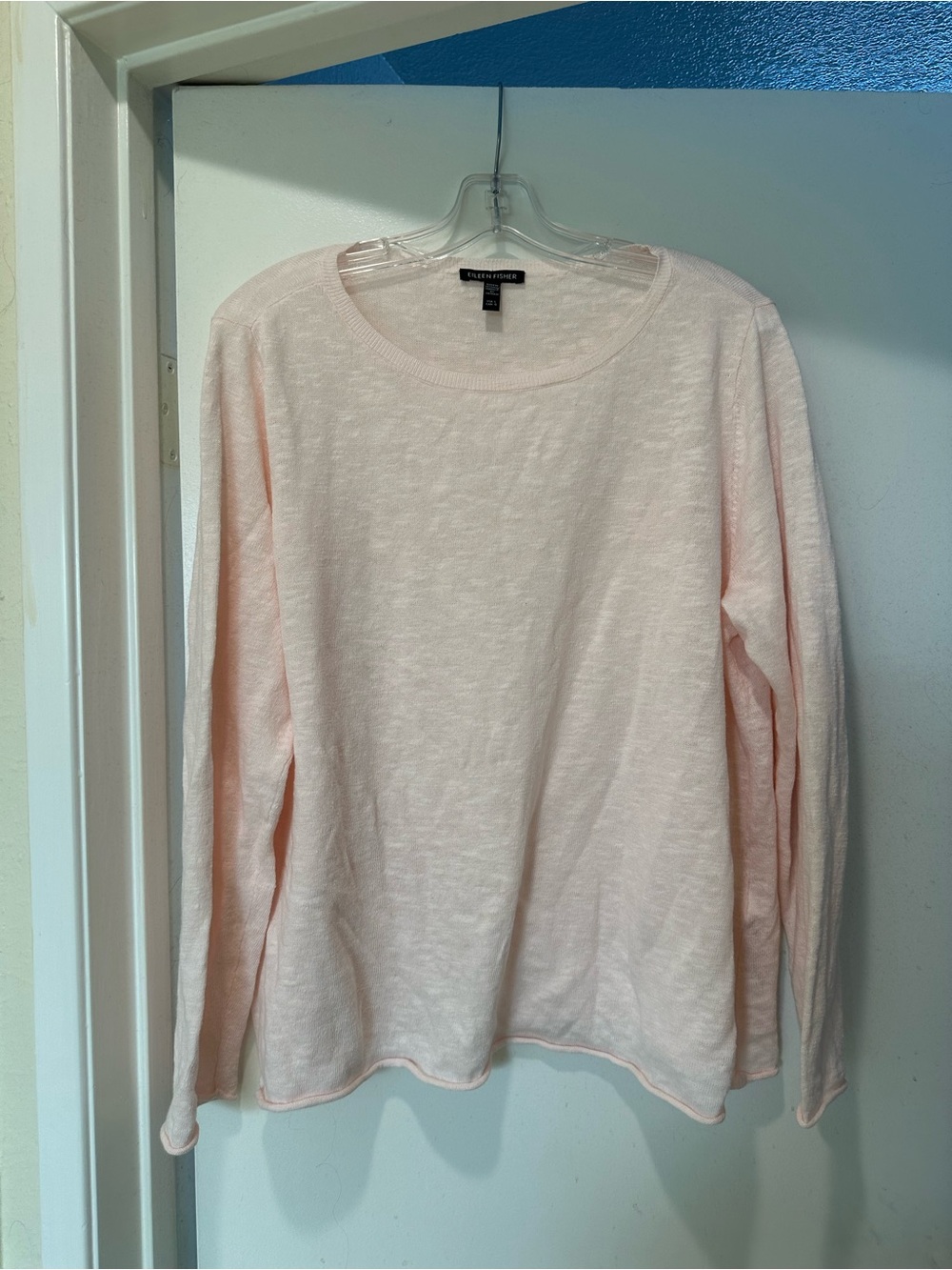 Eileen Fisher Pale Pink Long-Sleeve Knit Top